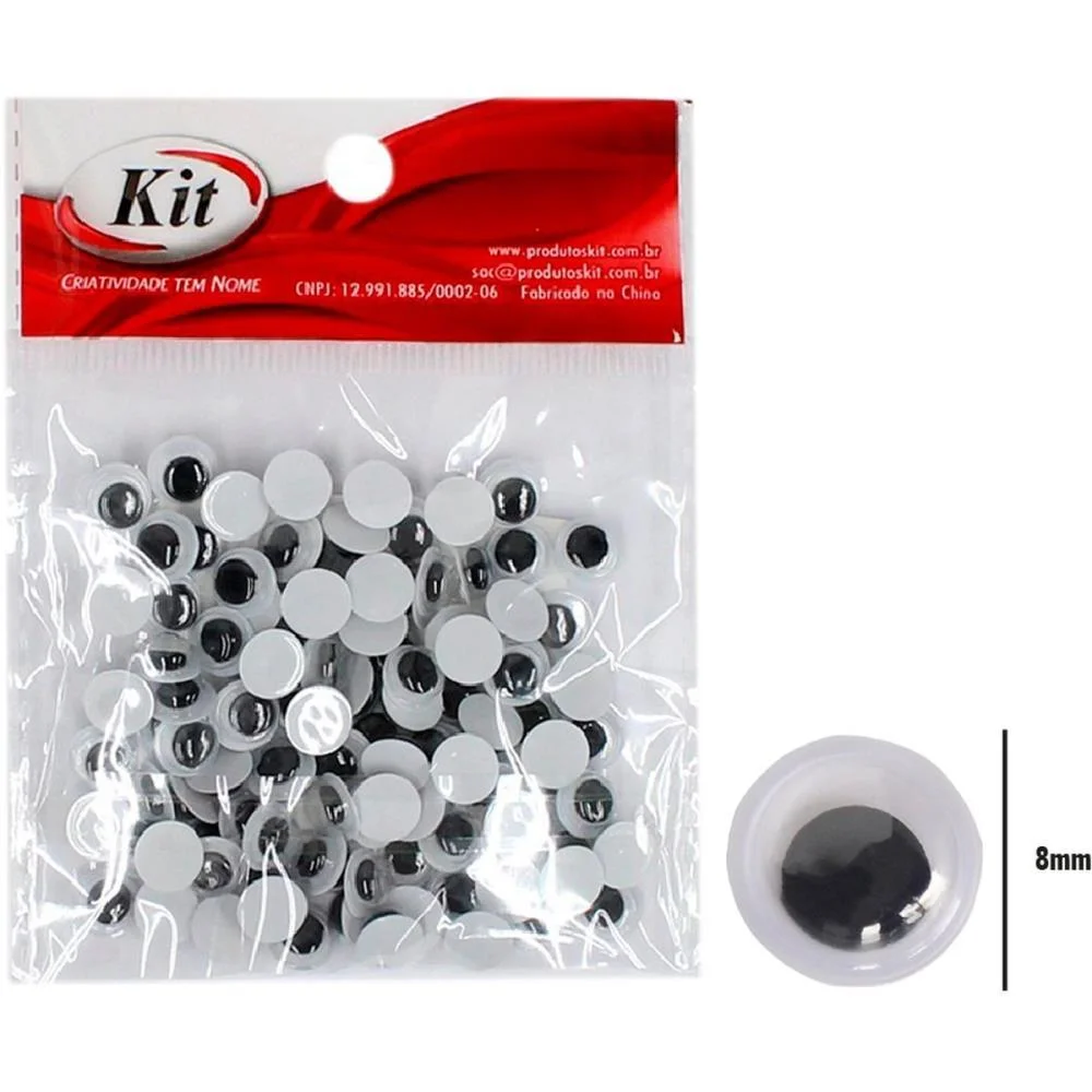 Artesanato Olho Movel 8Mm Preto C/100Un. Kit (Pct.c/20) - imagem 2