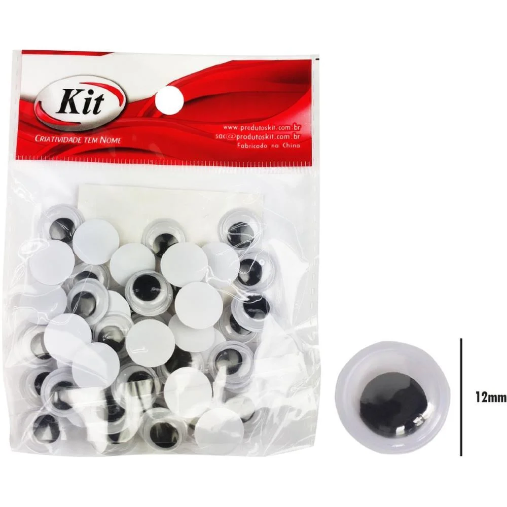 Olho Movel 12Mm Preto C/50Un. Kit (Pct.c/20) - imagem 2