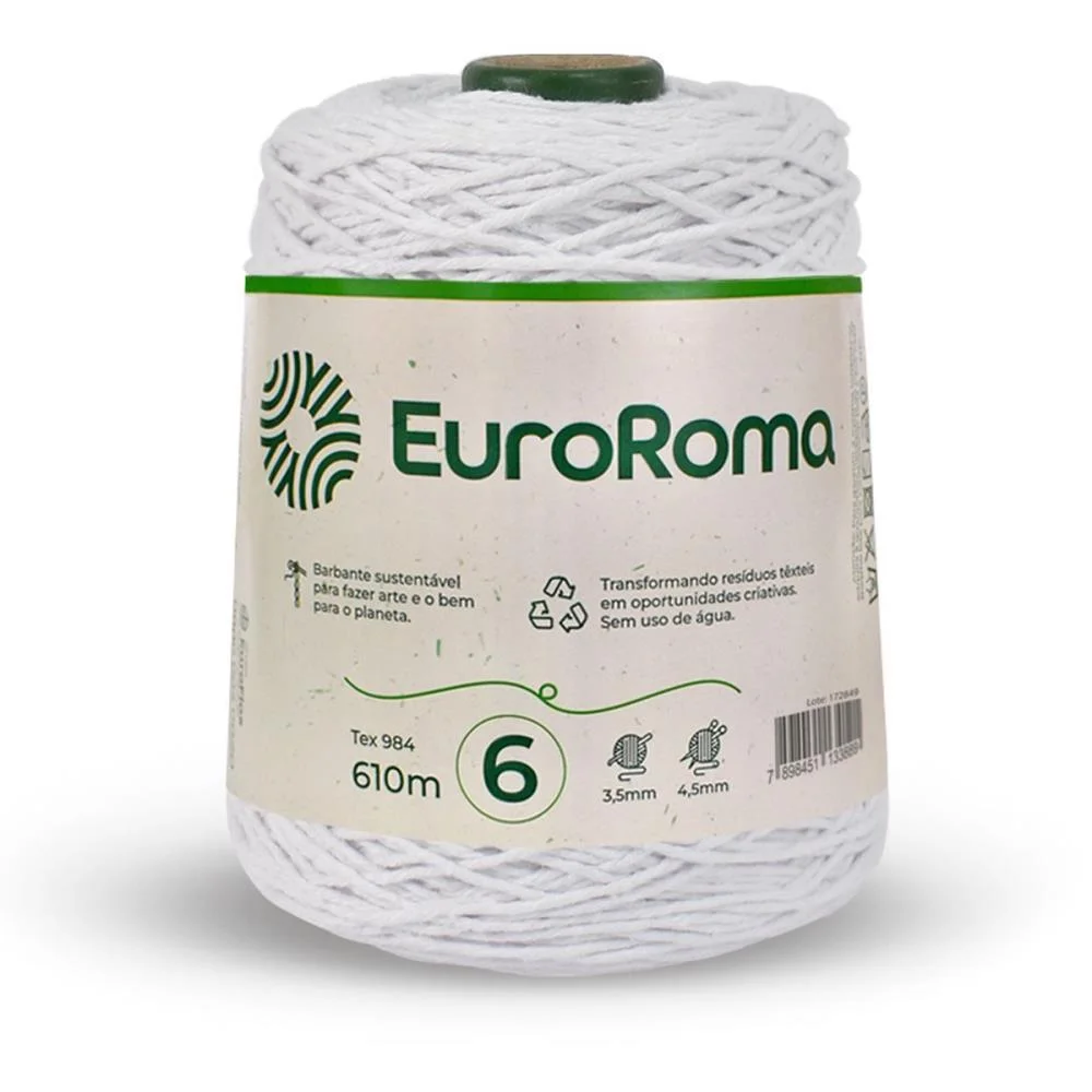 Barbante Colorido 600G 4/6 Fios 610M Branco Euroroma (Unidade) - imagem 2