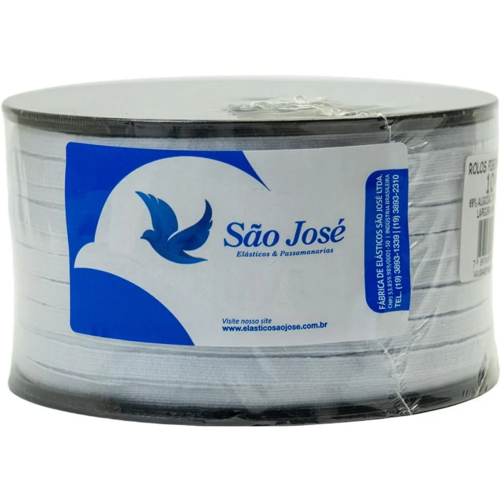 Elástico Costura Algodao Chato 6Mmx100M Branco Sao Jose (Rolo) - imagem 3