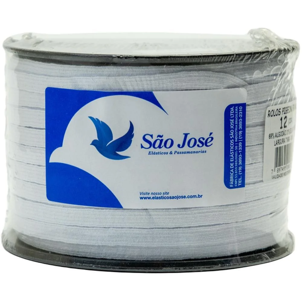 Elástico Costura Algodao Chato 7Mmx100M Branco Sao Jose (Rolo) - imagem 3