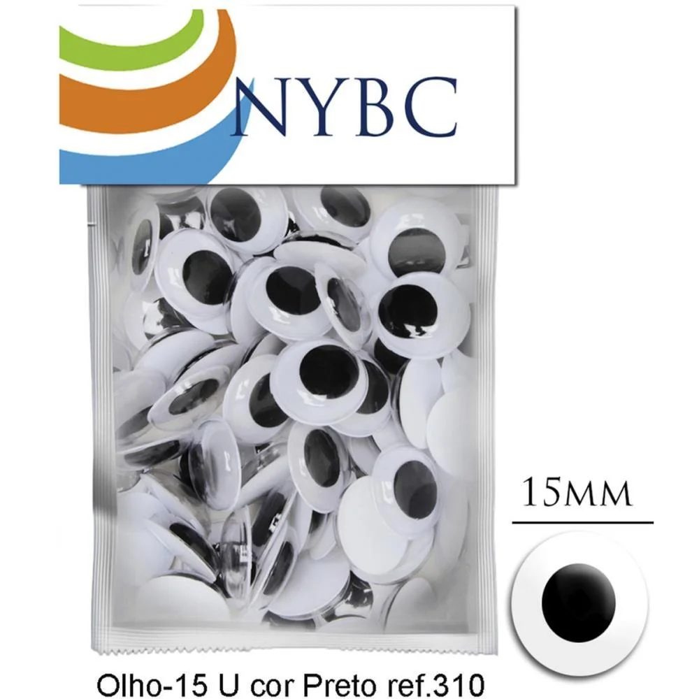 Artesanato Olho Movel 15Mm Preto Nybc (Pct.c/100) - imagem 3