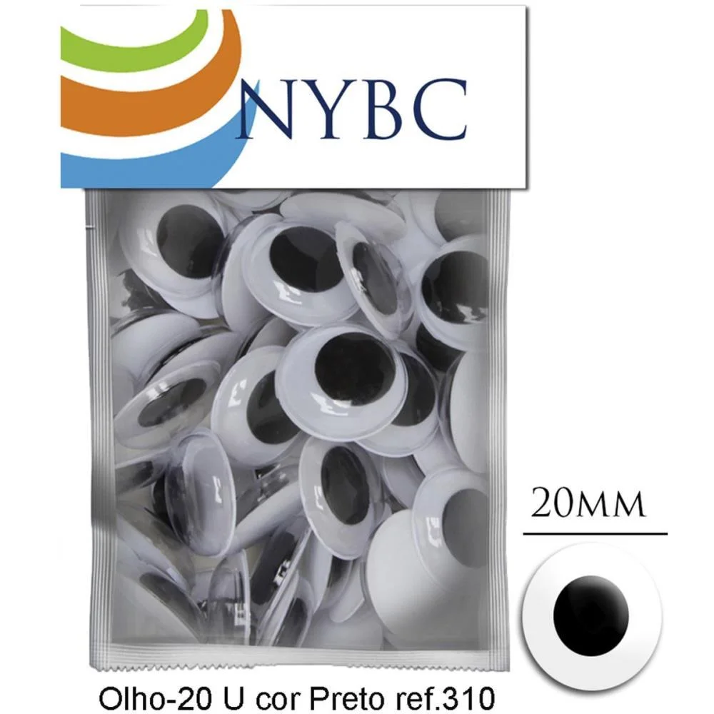 Artesanato Olho Movel 20Mm Preto Nybc (Pct.c/100) - imagem 2