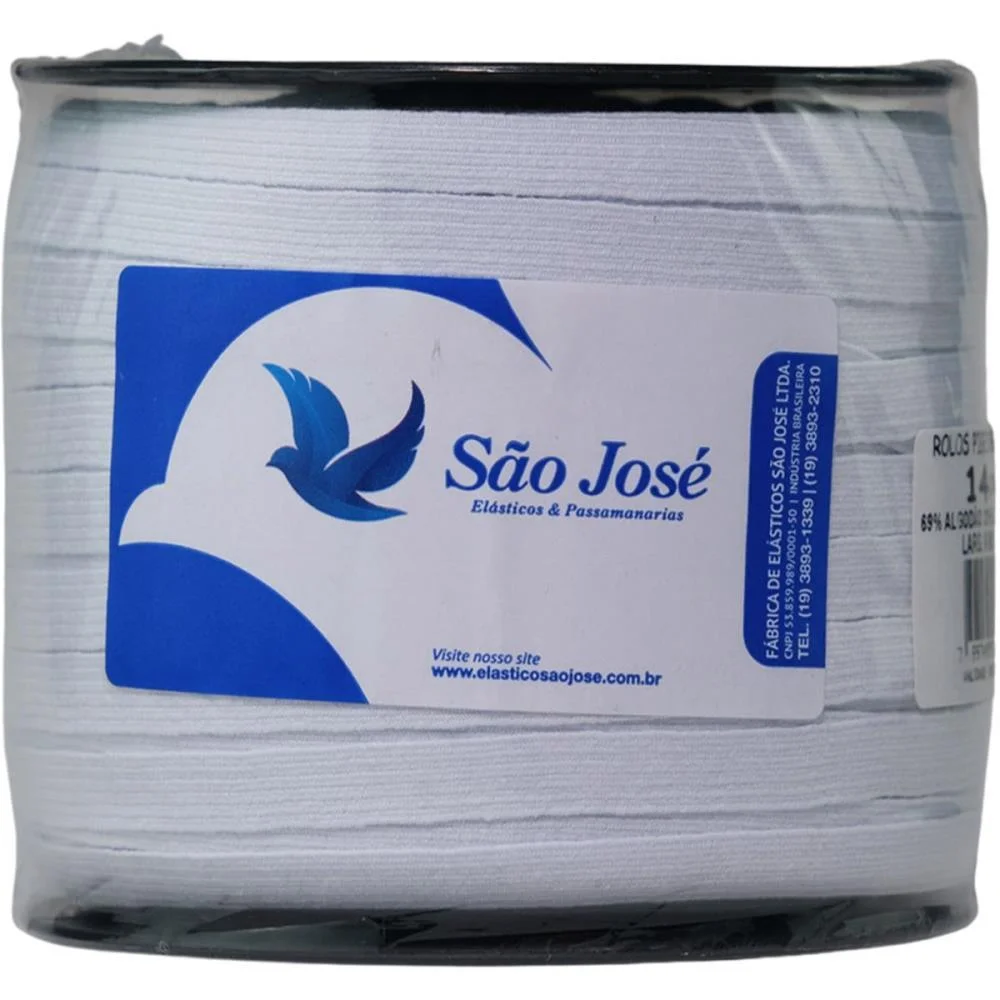 Elástico Costura Algodao Chato 9Mmx100M Branco Sao Jose (Rolo) - imagem 4