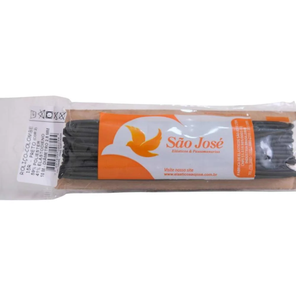 Elástico Costura Poliester Rolico 2,8Mmx10M Preto Sao Jose (Blister) - imagem 4
