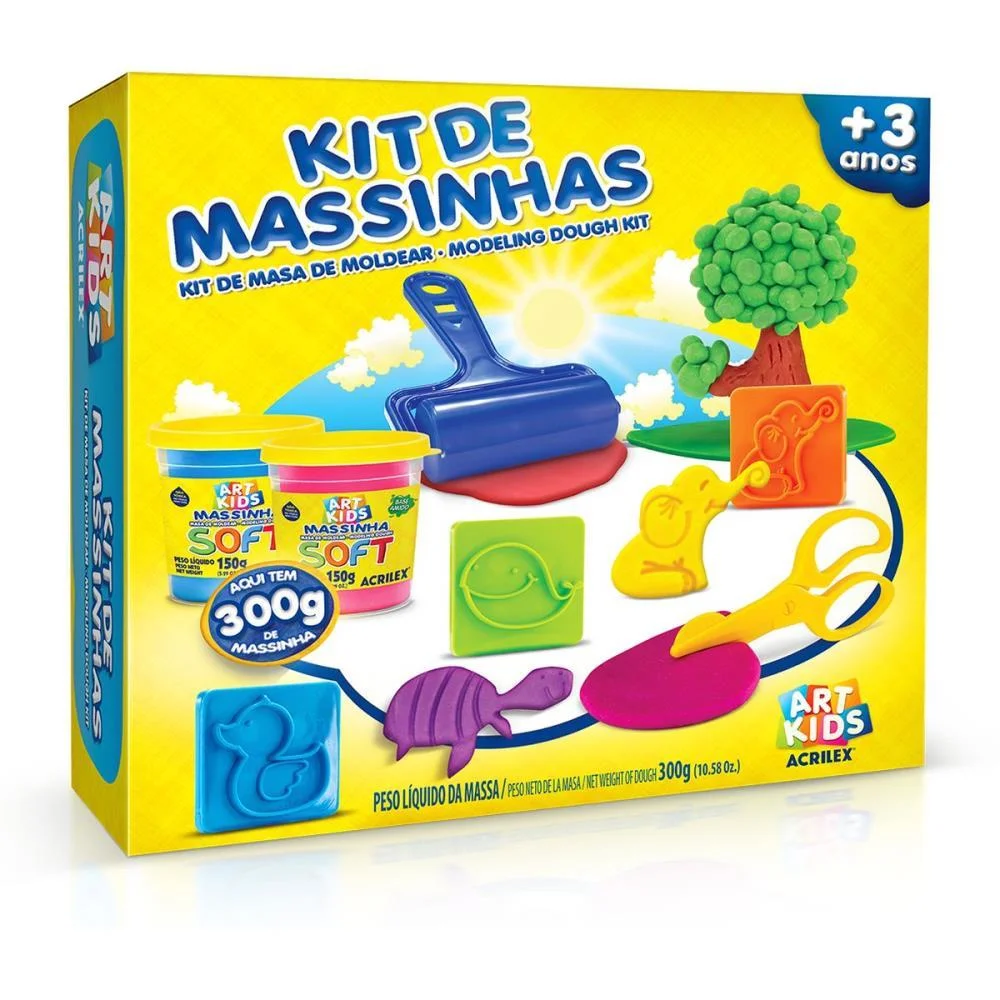 Massa Para Modelar Criativa Art Kids 7 300G C/7 Acessorios Acrilex (Unidade) - imagem 3