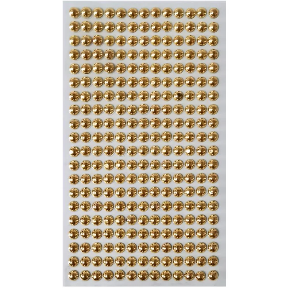 Pedraria 1/2 Perola 6Mm Ouro Adesiva Make+ (Pct.c/12) - imagem 3