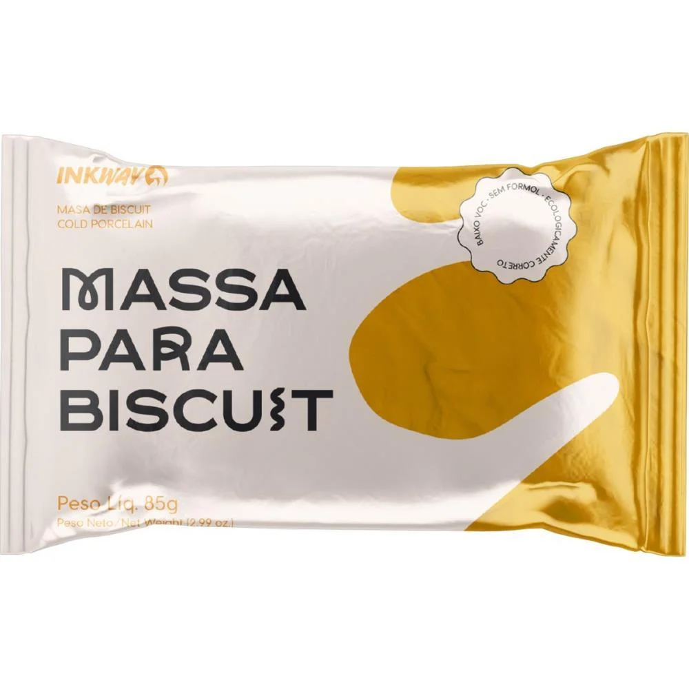 Massa De Porcelana Fria Biscuit 85G Amarelo Ouro Ink Way (Cx.c/10) - imagem 3