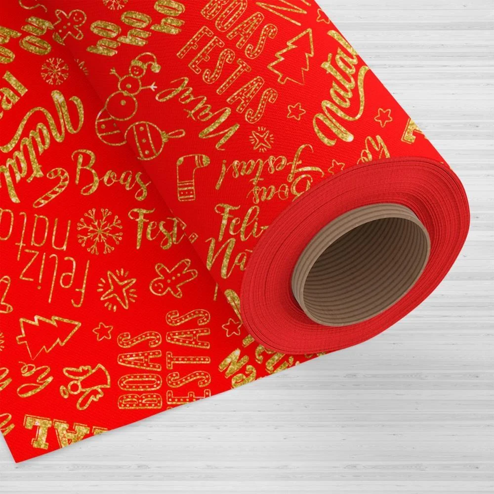 Tnt Estampado 1,40M 40G Frases Natalinas Fundo Verm. Mewi (Rl-25Mts) - imagem 4