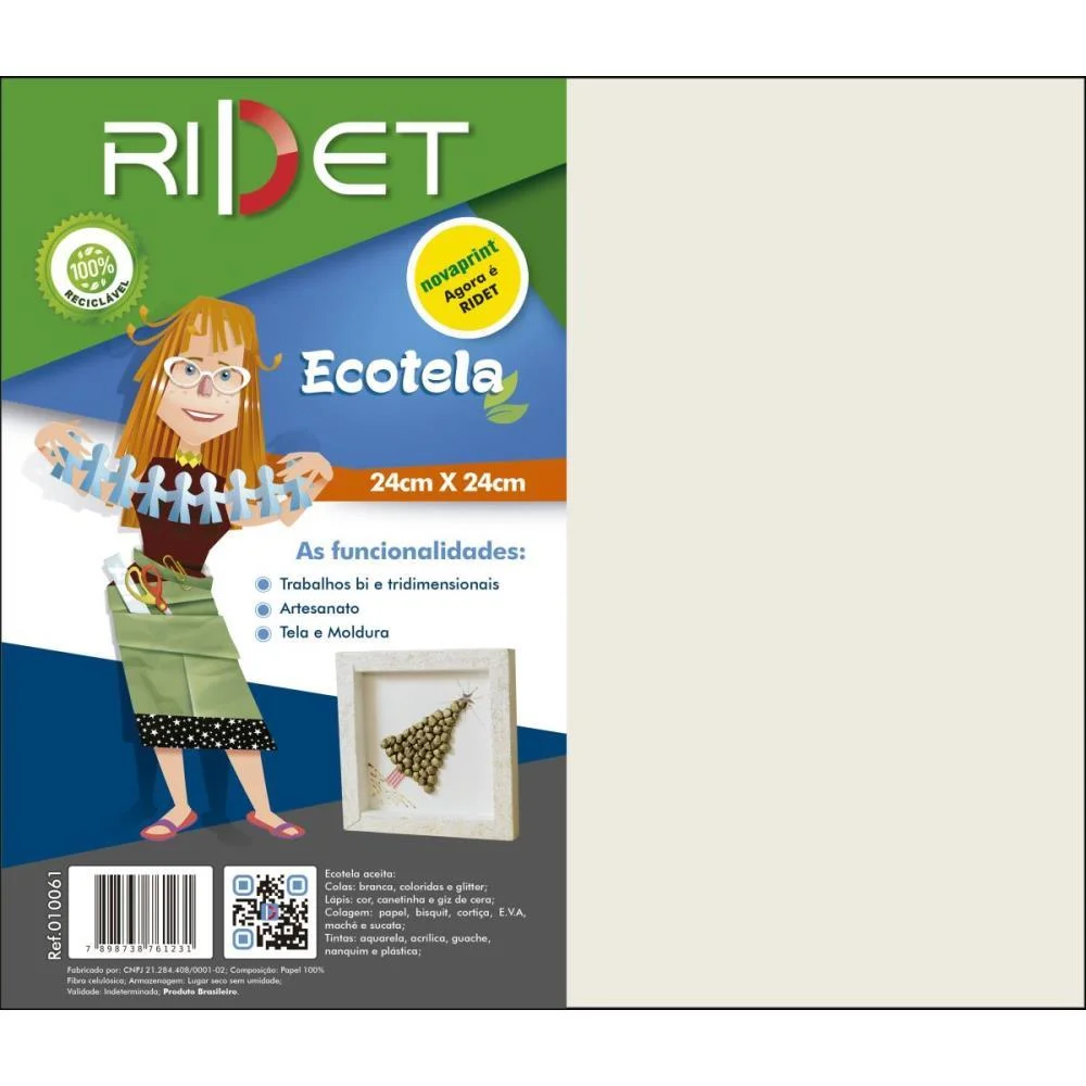 Tela Painel Para Pintura Ecotela Em Folhas 24X24Cm Ridet - imagem 2