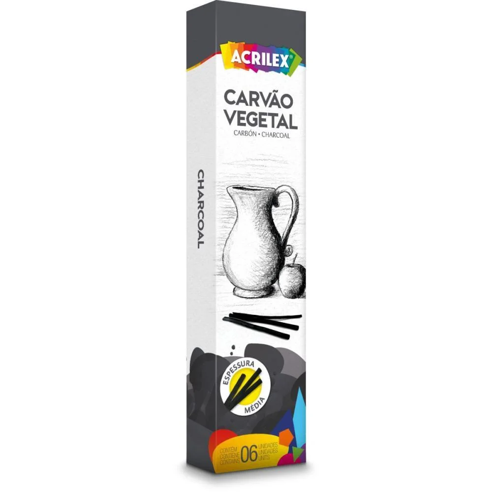 Carvao Para Desenho Vegetal Medio Acrilex (Pct.c/6) - imagem 2