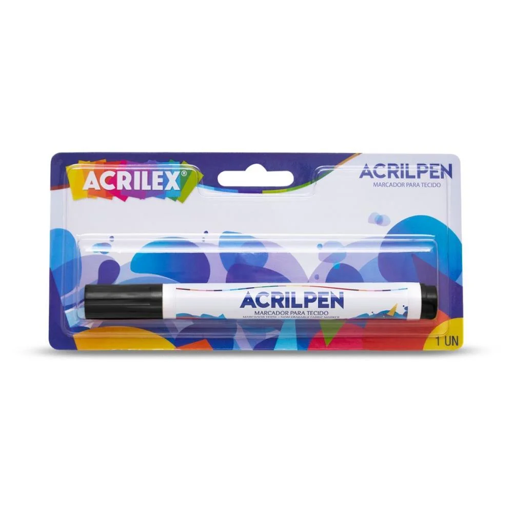 Caneta Para Tecido Preta Acrilpen Blister Acrilex (Cx.c/06) - imagem 2