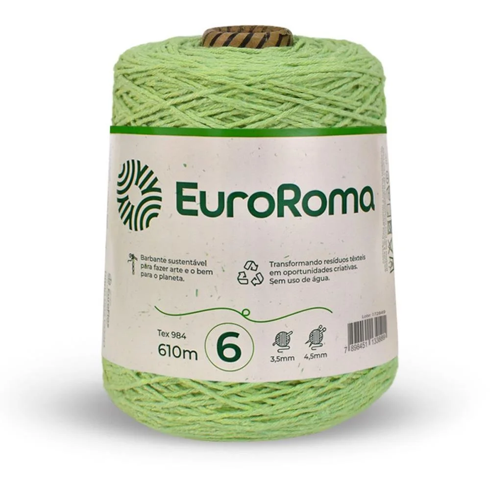 Barbante Colorido 600G 4/6 Fios 610M Verde Limao Euroroma (Unidade) - imagem 4