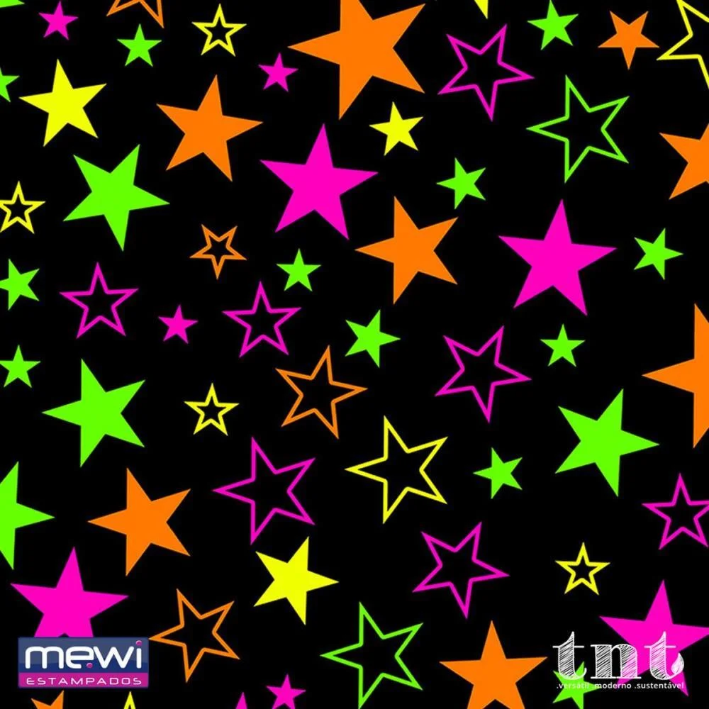 Tnt Estampado 1,40M 40G Estrela Neon Preto Mewi (Rl-10Mts) - imagem 2