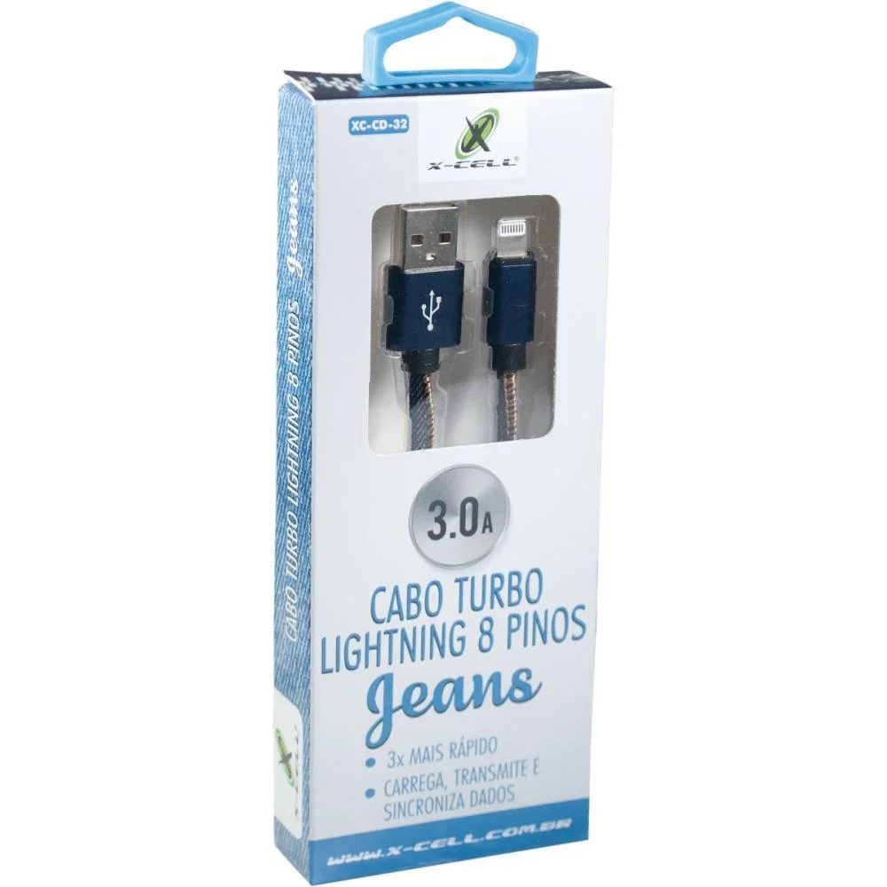 Cabo Usb Flat Light 8P 3.0A 1M Jeans Flex - imagem 3