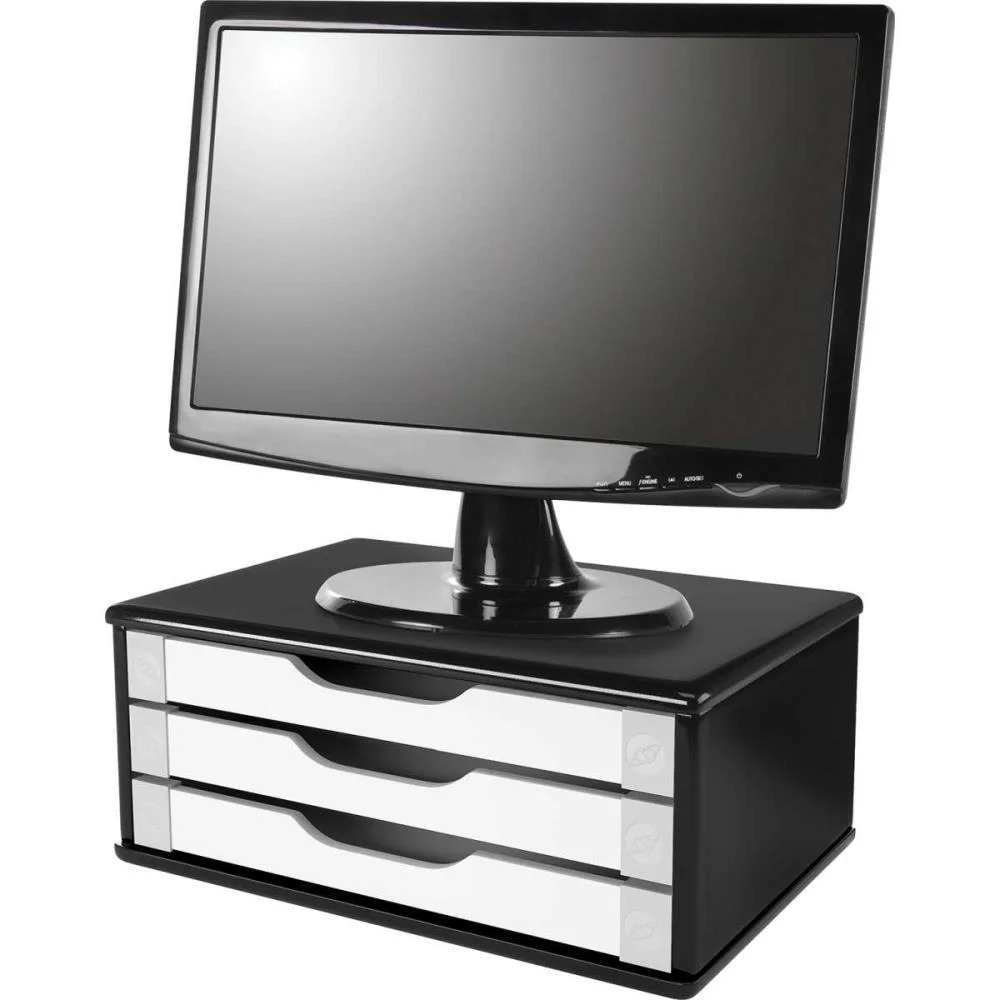Suporte Para Monitor 3Gavetas 39X26X16 Mdf Pt/Bc Souza (Unidade) - imagem 2