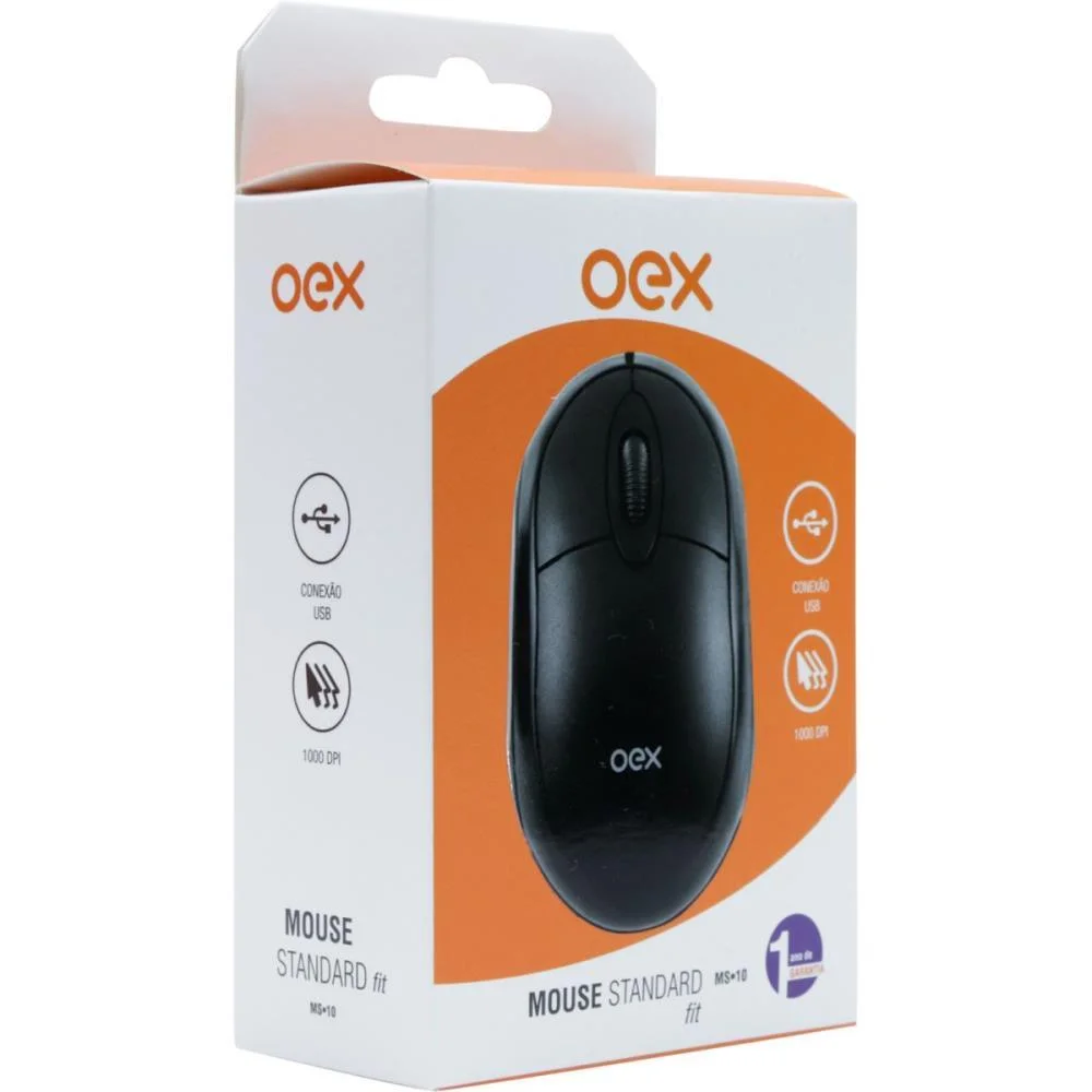 Mouse Optico Usb Fit 1000Dpi Preto Newex (Unidade) - imagem 3
