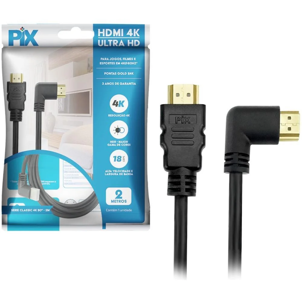Cabo Hdmi Hdmi X Hdmi 90º 2.0 4K 2Mts. Santana Centro - imagem 3