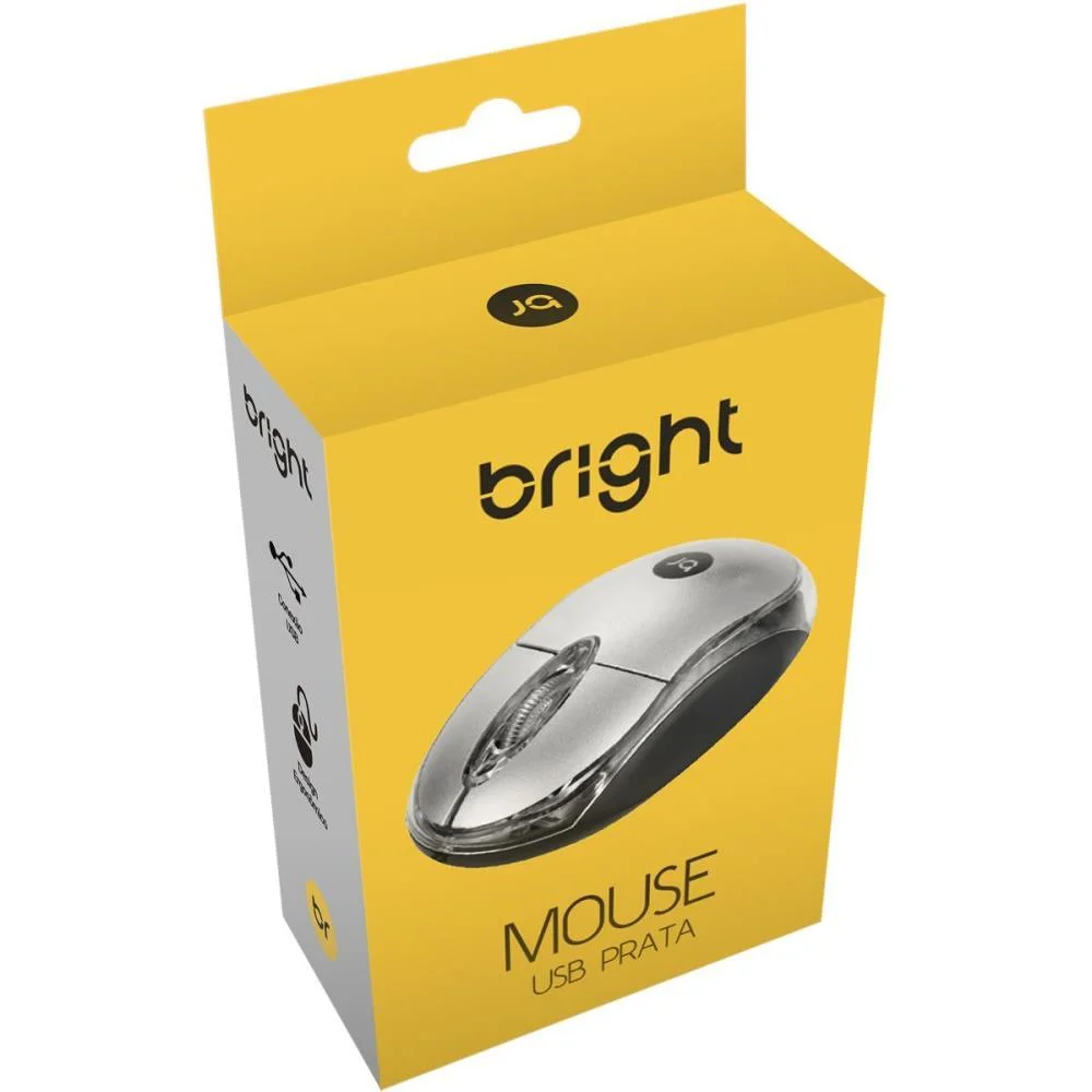 Mouse Optico Usb 800Dpi Cabo 1,1M Prata Bright (Unidade) - imagem 4