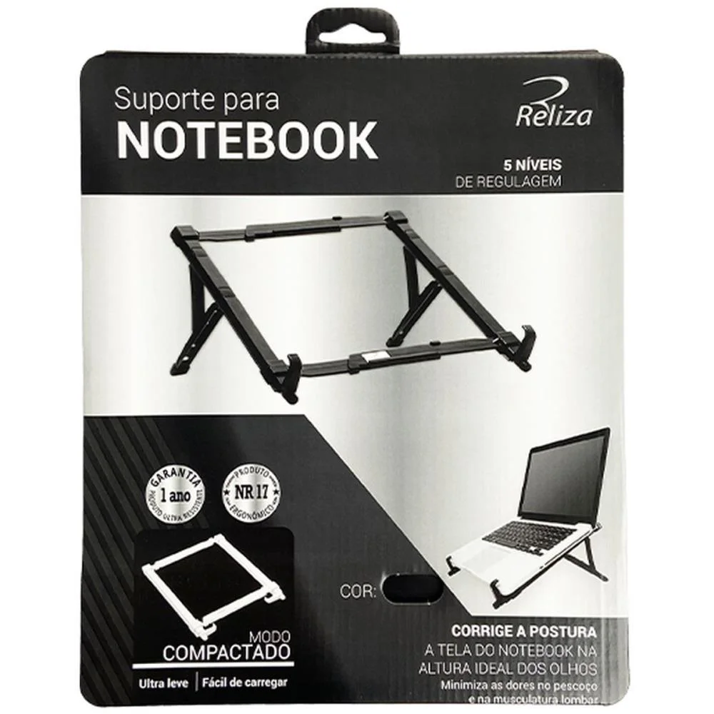 Suporte Para Notebook Regulavel Abs Preto Reliza (Unidade) - imagem 4