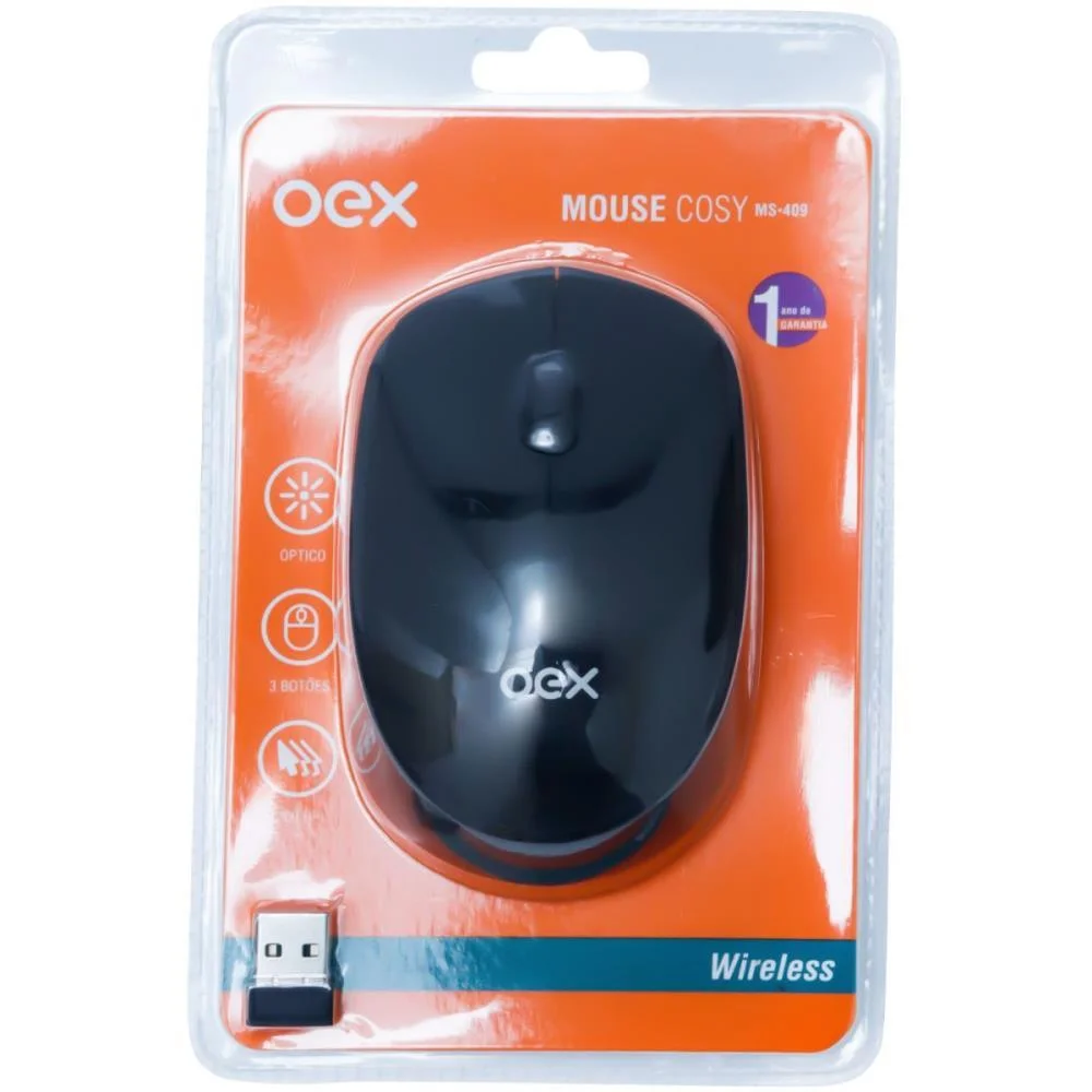 Mouse Optico Sem Fio Cosy 1200Dpi 2,4Ghz Preto Newex (Unidade) - imagem 3