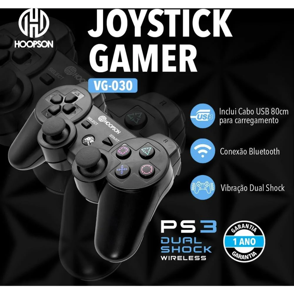 Controle Para Jogo Dual Shock Ps3 S/Fio Bluet. Pt Mercoriental - imagem 2