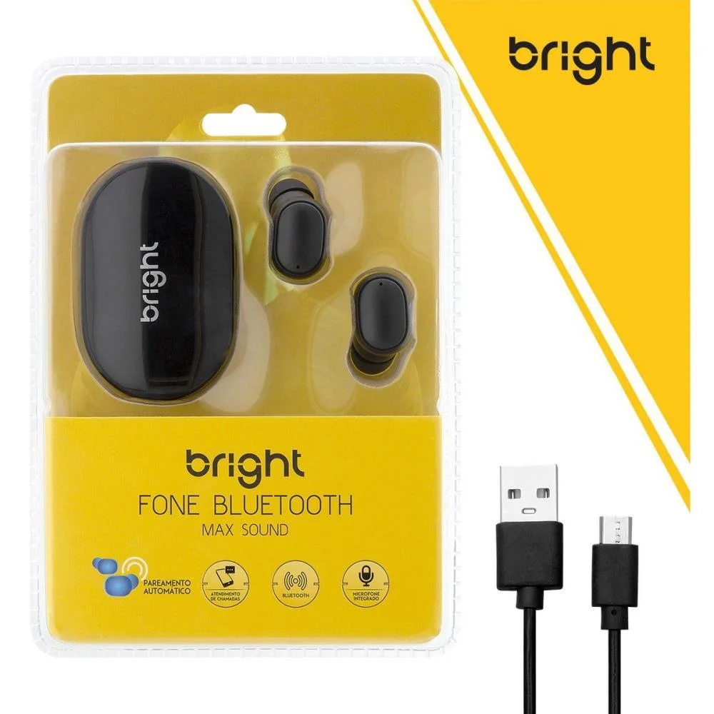 Fone De Ouvido Bluetooth Max Sound Preto Bright - imagem 7