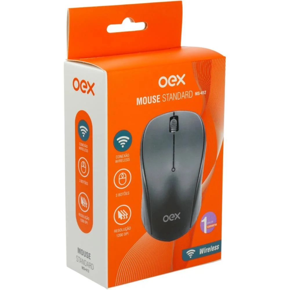 Mouse Optico Sem Fio Wireless 2.4Ghz Preto Newex (Unidade) - imagem 4