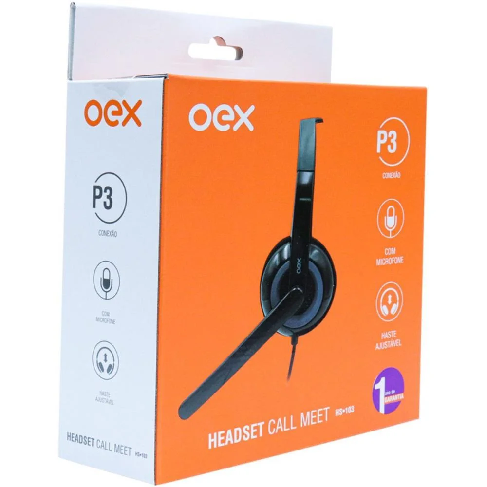 Fone De Ouvido Com Microfone Headset Call Meet P3 Preto Newex - imagem 4