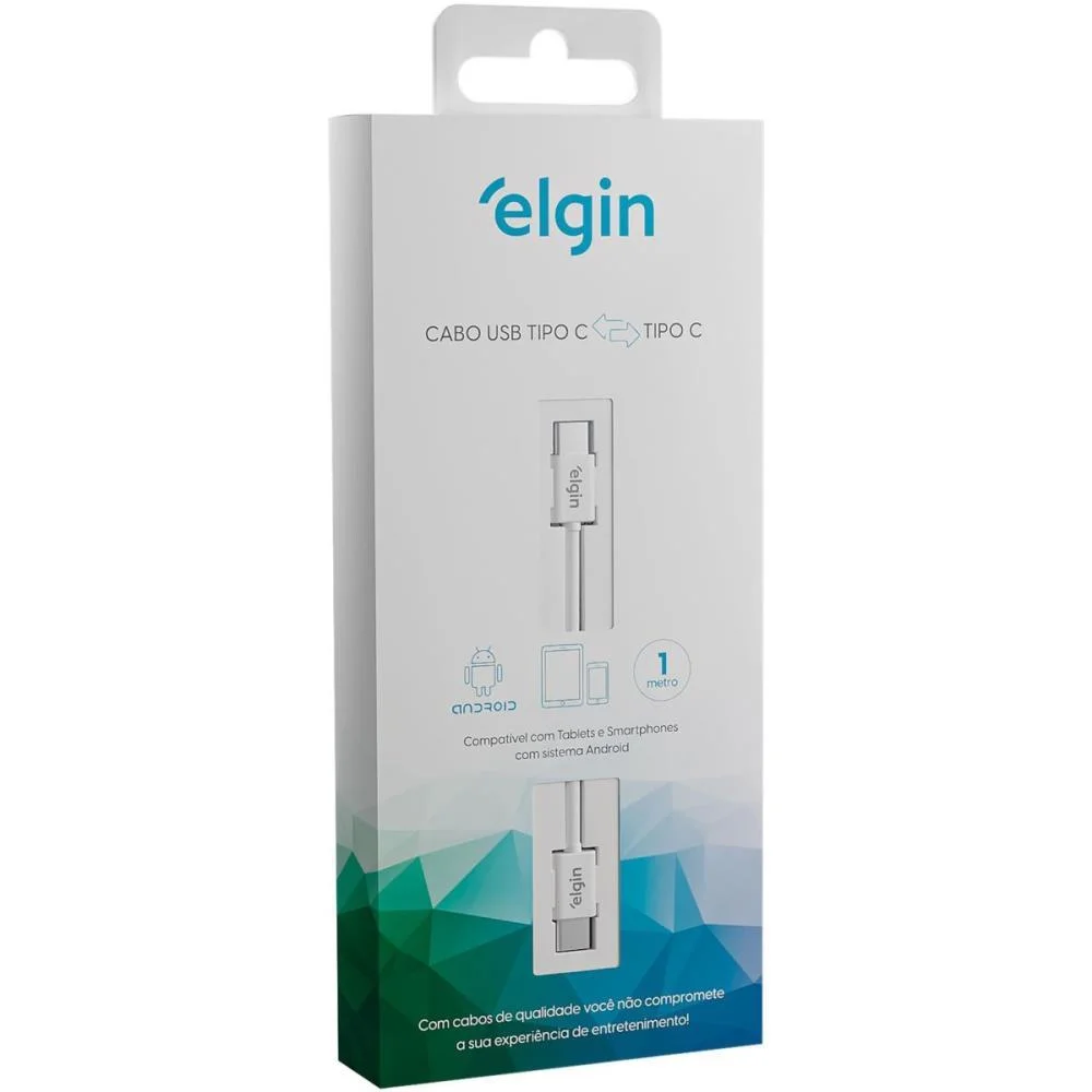 Cabo Usb Tipo-C P/Tipo C 1M Branco Elgin - imagem 2