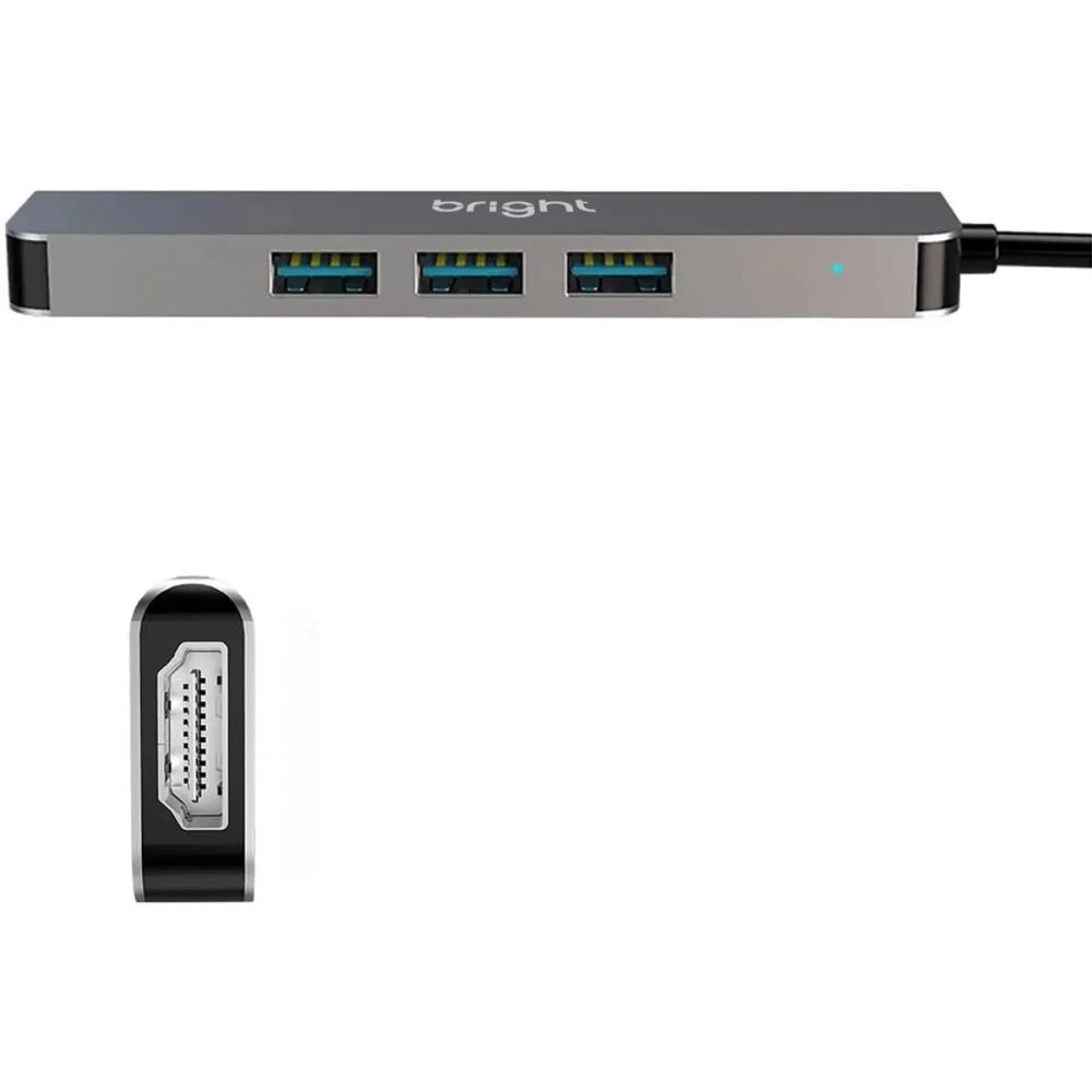 Hub Usb Tipo C 3.0+Hdmi 4K 3 Porta Bright (Unidade) - imagem 4