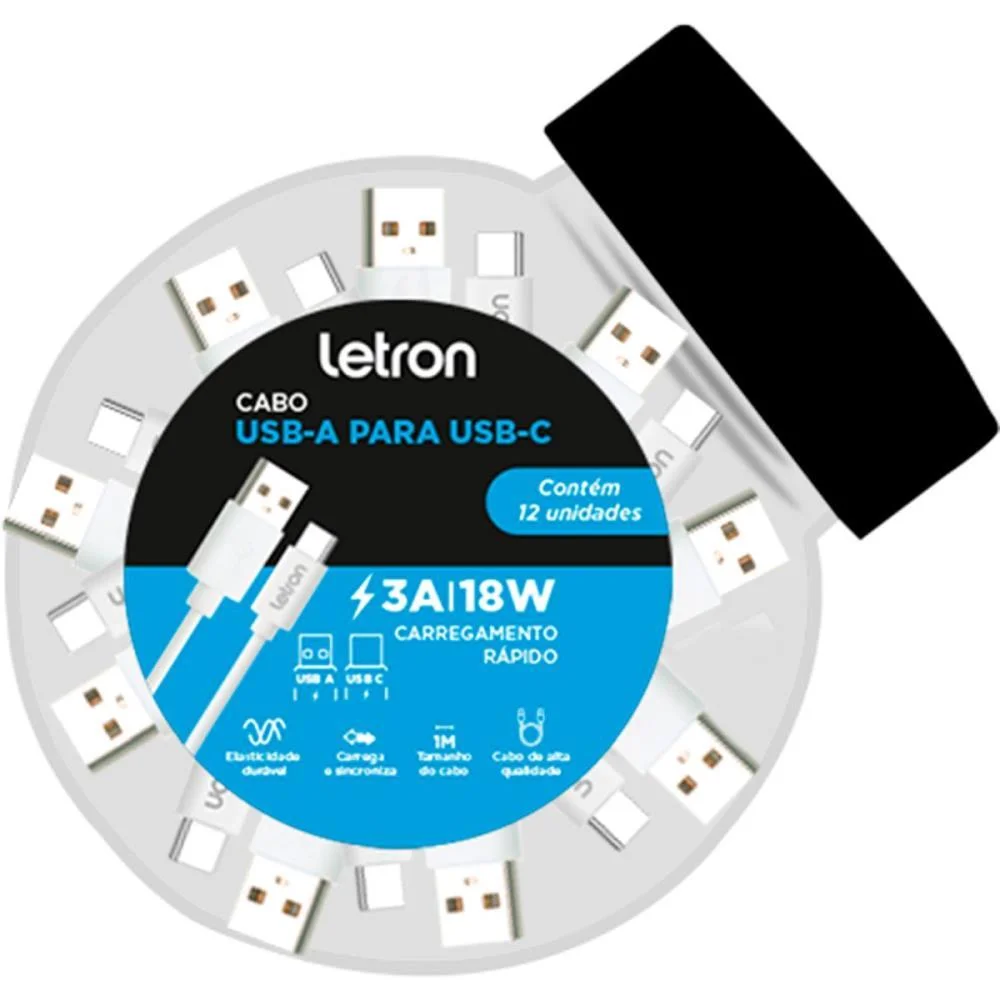 Cabo Usb Tipo-C Usb-A P/Usb-C 3A 18W Br Leonora (Pote-12) - imagem 4