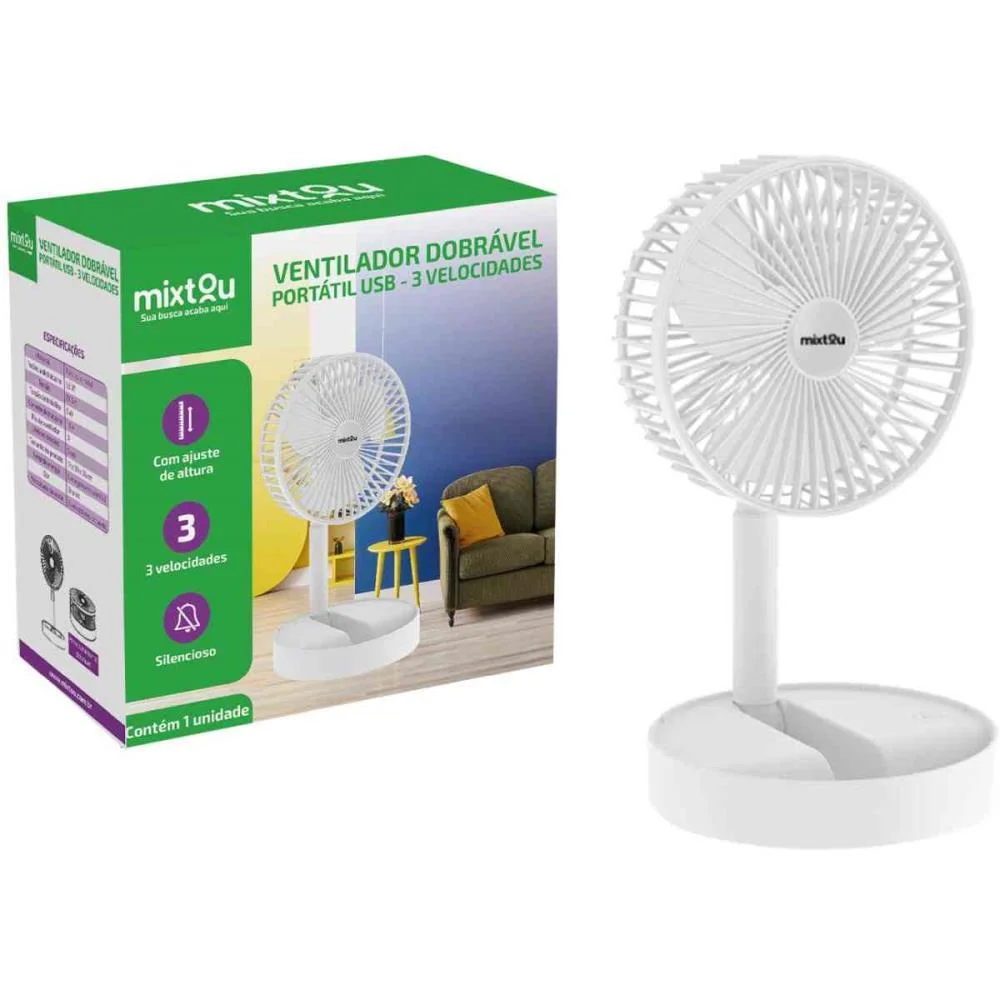 Ventilador Usb Mesa Portatil Recarreg.5V Bco Santana Centro (Unidade) - imagem 2