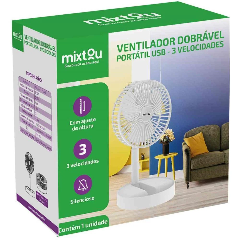 Ventilador Usb Mesa Portatil Recarreg.5V Bco Santana Centro (Unidade) - imagem 3
