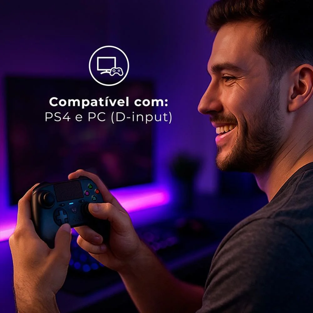 Controle Para Jogo Mine Pro Bluetooth Ps4/Pc Pt Multi - imagem 7