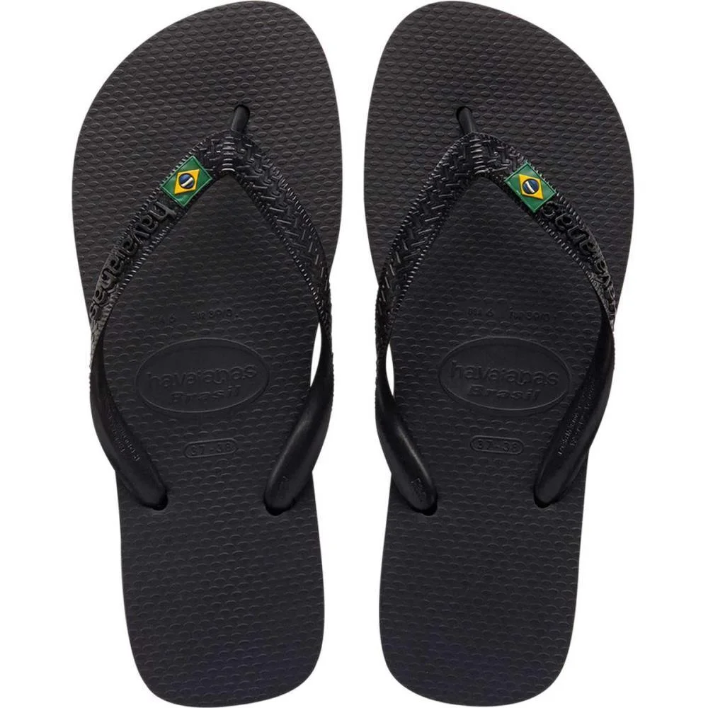 Chinelo Havaianas Unissex Brasil 37/8 Preto Havaianas (Par) - imagem 2