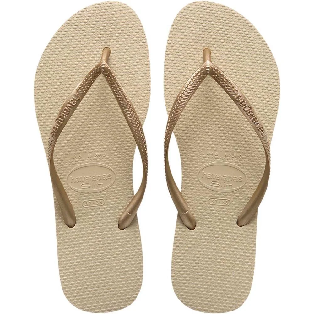 Chinelo Havaianas Feminino Slim 35/6 Areia/Dourado Havaianas (Par) - imagem 2