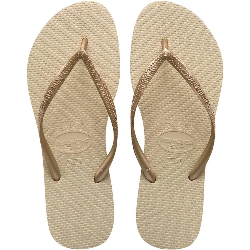 Chinelo Havaianas Feminino Slim 39/0 Areia/Dourado Havaianas (Par) - imagem 3
