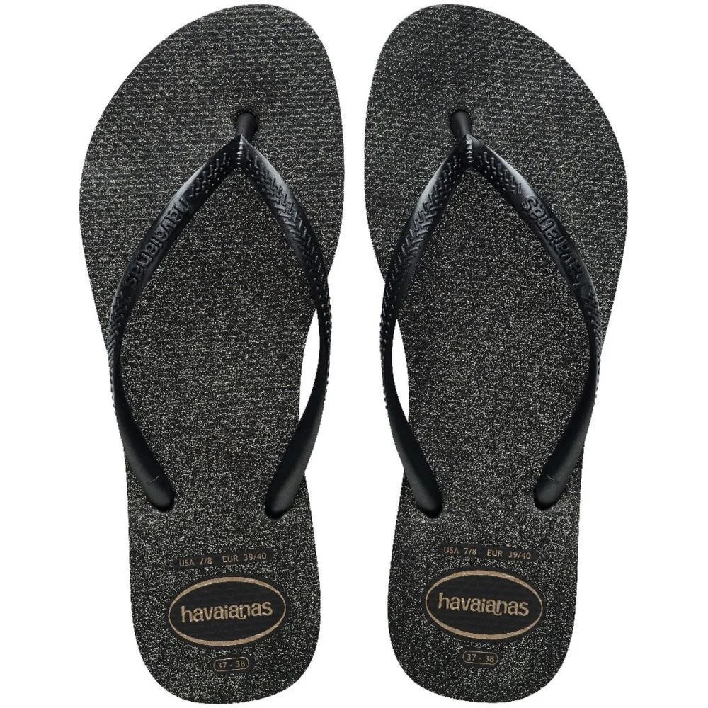 Chinelo Havaianas Feminino Slim Gloss 35/6 Preto/Prata Havaianas (Par) - imagem 2