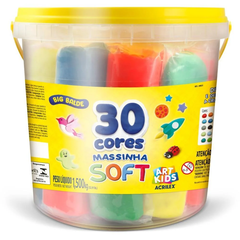Massa Para Modelar Criativa Art Kids Big Balde 30 Un 1,5Kg Acrilex (Unidade) - imagem 3