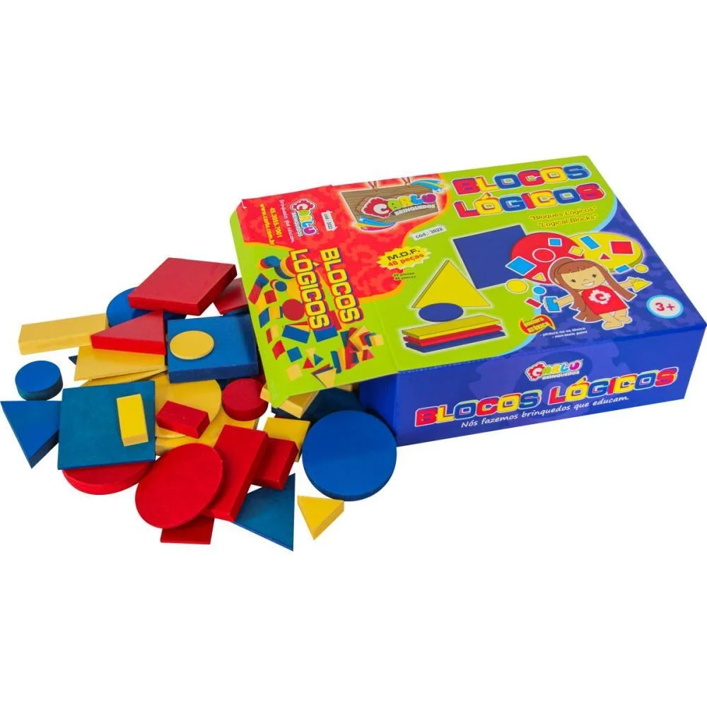 Brinquedo Pedagogico Madeira Blocos Logicos 48 Pcs Carlu (Unidade) - imagem 4