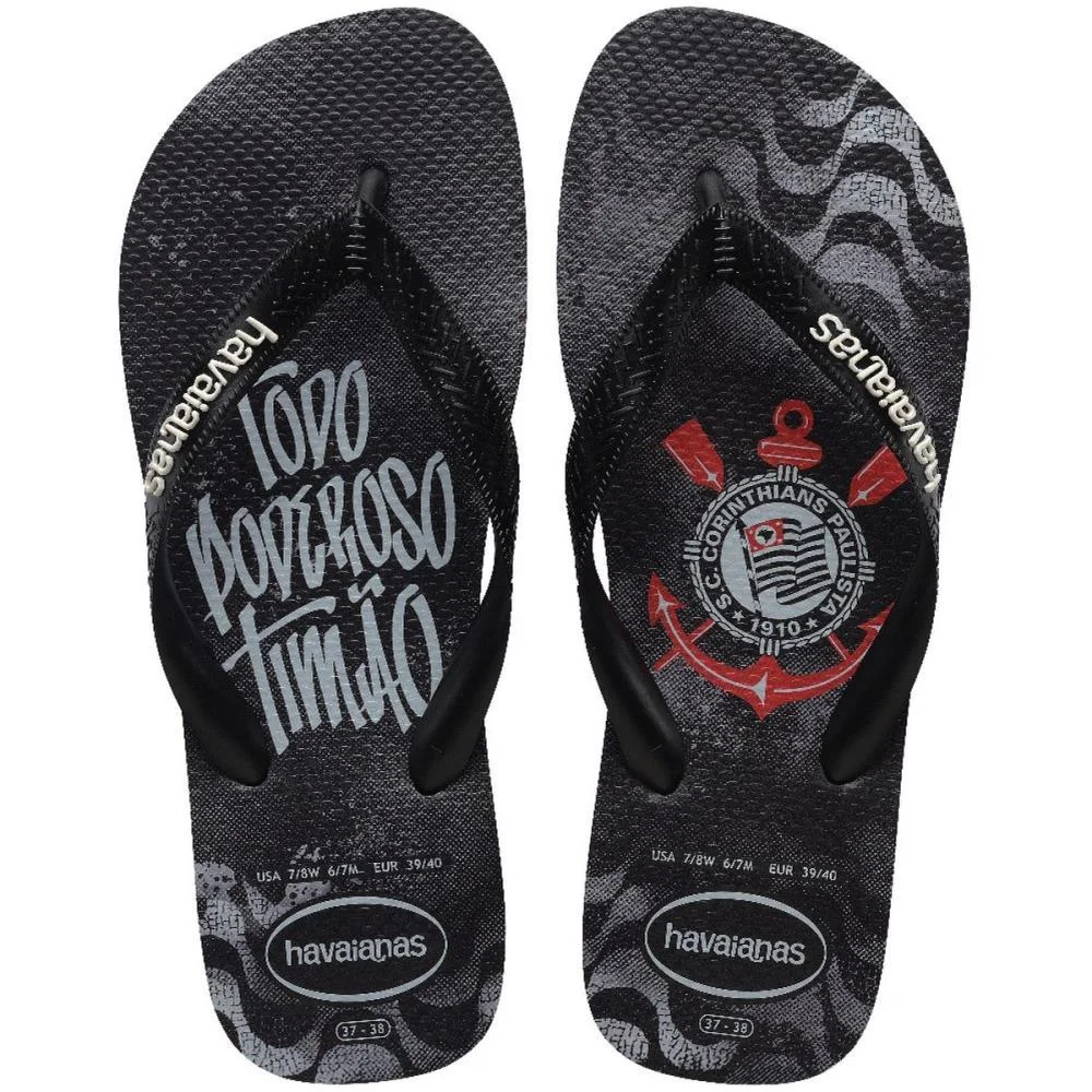 Chinelo Havaianas Masculino Top Corinthians 39/0 Preto Havaianas (Par) - imagem 6