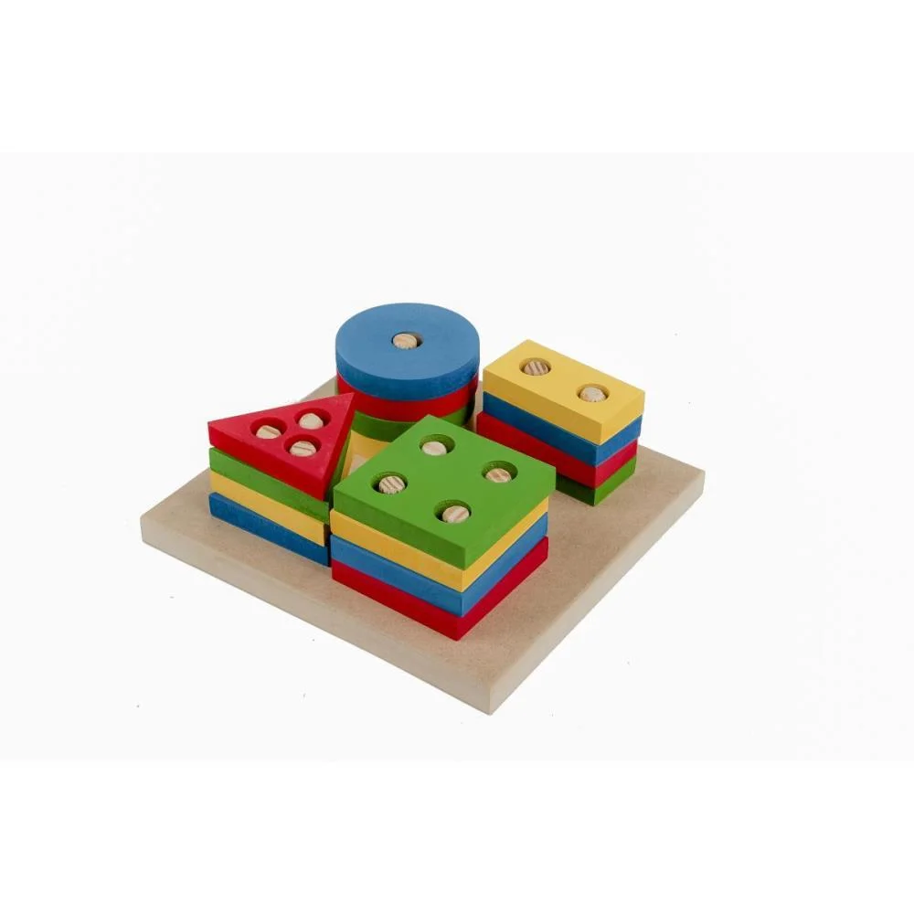 Brinquedo Pedagogico Madeira Prancha Selecao Peq.16Pcs Geom Carlu (Unidade) - imagem 2