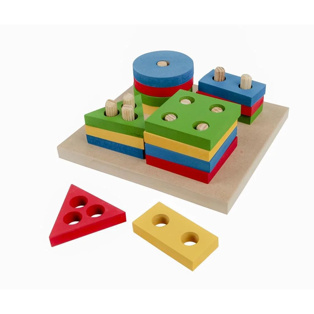 Brinquedo Pedagogico Madeira Prancha Selecao Peq.16Pcs Geom Carlu (Unidade) - imagem 4