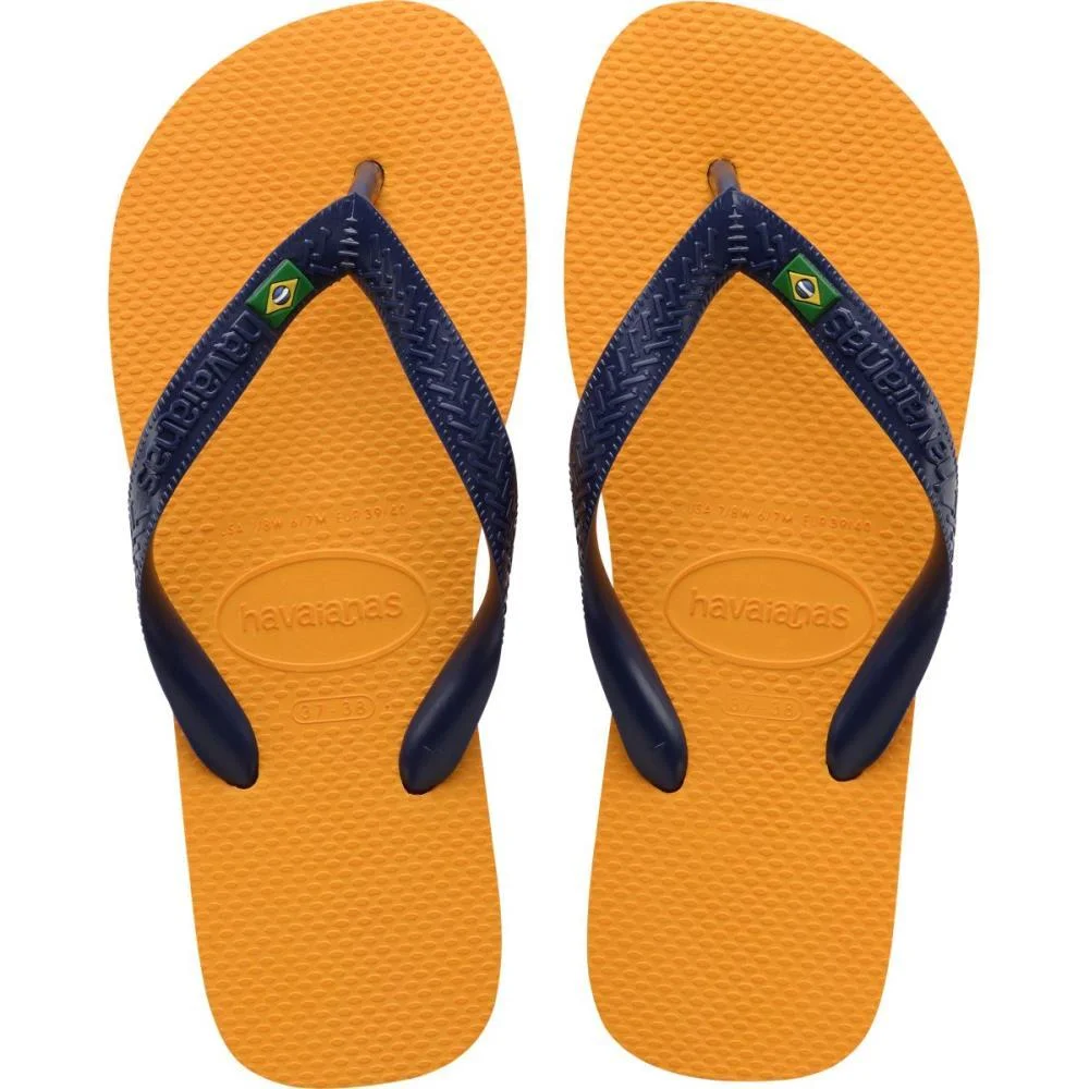 Chinelo Havaianas Unissex Brasil 35/6 Amarelo Pop/Marinh Havaianas (Par) - imagem 3