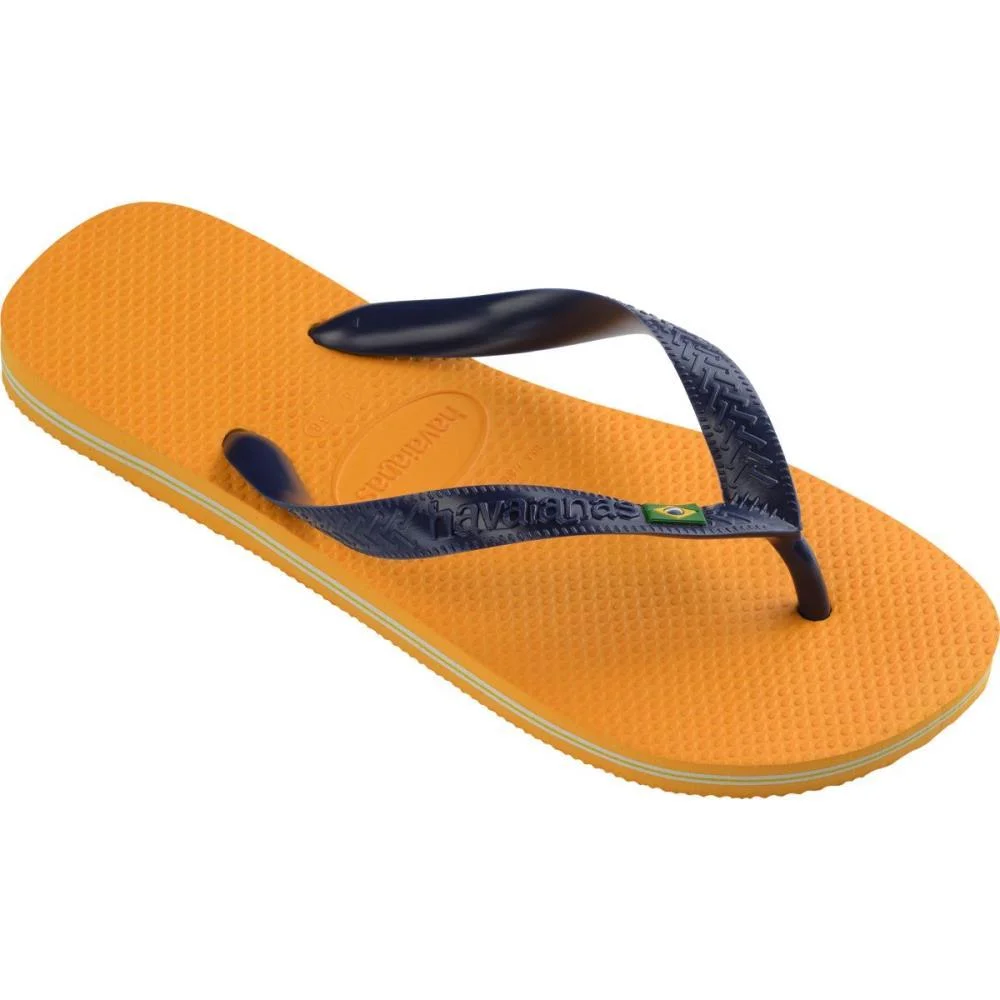 Chinelo Havaianas Unissex Brasil 37/8 Amarelo Pop/Marinh Havaianas (Par) - imagem 4
