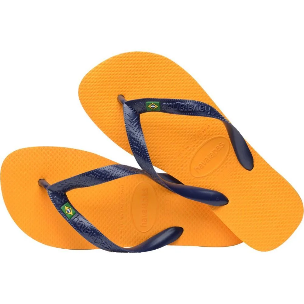 Chinelo Havaianas Unissex Brasil 37/8 Amarelo Pop/Marinh Havaianas (Par) - imagem 6