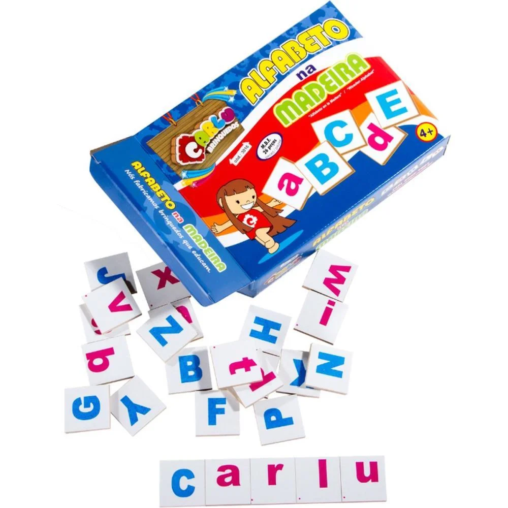 Brinquedo Pedagogico Madeira Alfabeto Na Madeira 26Pcs Carlu (Unidade) - imagem 3