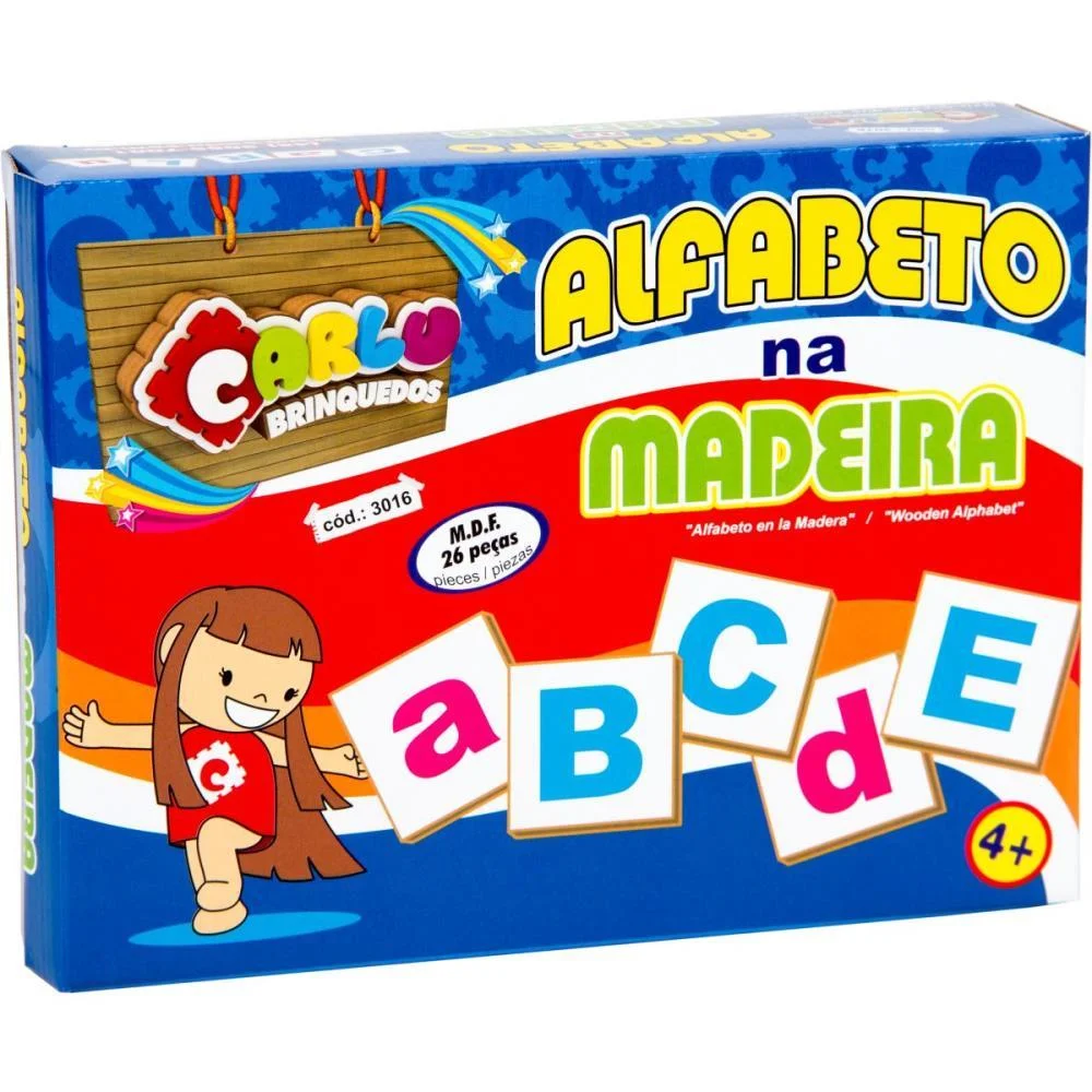 Brinquedo Pedagogico Madeira Alfabeto Na Madeira 26Pcs Carlu (Unidade) - imagem 5