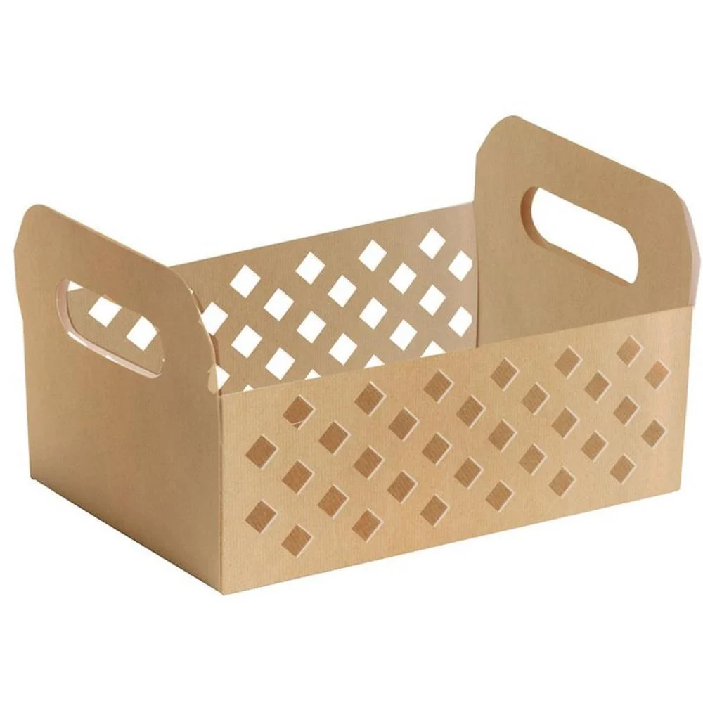 Cesta De Papel Caixote Kraft G Vazado 25X19Cm Cromus (Pct.c/10) - imagem 3
